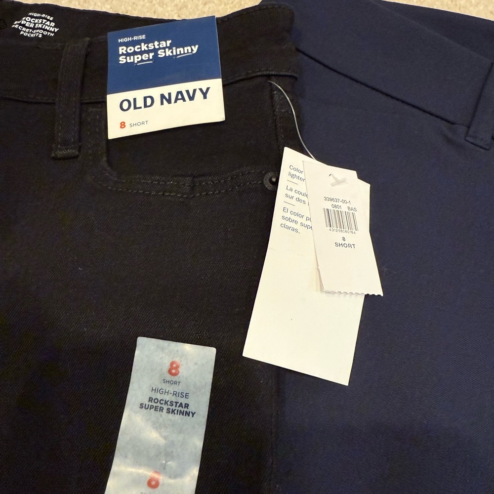 NWT Old Navy Women's - Black Jeans, Navy and Gray Pixie Pants - Picture 2 of 3